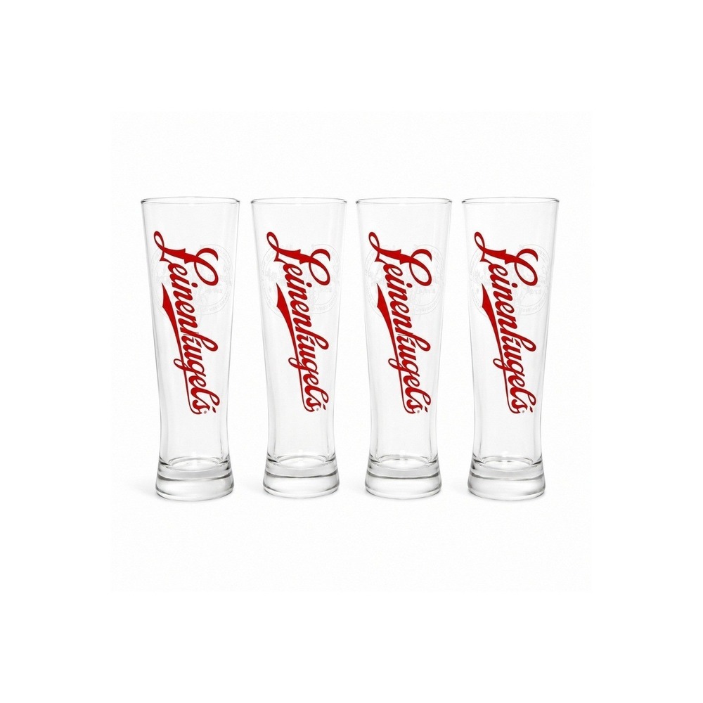 Leinenkugel's Pilsner Beer Glasses Unisex OS Clear Red Logo Set of‎ 4 Shandy 9"